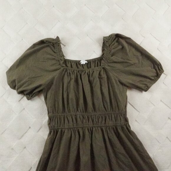 J.Crew Knit Squareneck Mini Dress Womens Medium Puff Sleeve - Picture 2 of 12